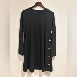 Black Dress with Wooden Buttons